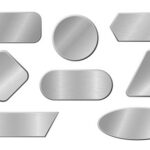Set of brushed metal nameplates in various sizes with mounting screws